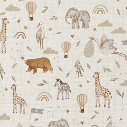 Printed Cotton LIHELLO2 Ecru / Camel